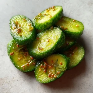 Crispy tangy pickled cucumber snack ready to be enjoyed