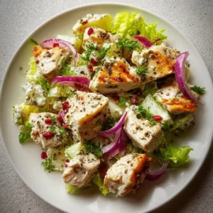 High protein pepperoncini chicken salad with fresh ingredients