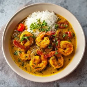 Delicious Jamaican Curry Shrimp served with vibrant spices and herbs